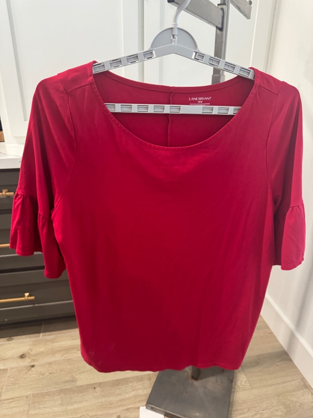 Lane Bryant Red Scoop Neck Short Ruffle Sleeve Top Size 18/20
